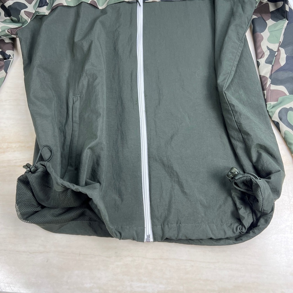 Adidas Originals Mens Camo Windbreaker Jacket Olive Green Full Zip Hooded Large - Picture 6 of 12